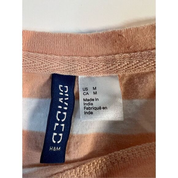 H&M “Essential” Orange/White Striped T-shirt Men’s Medium - Picture 5 of 6